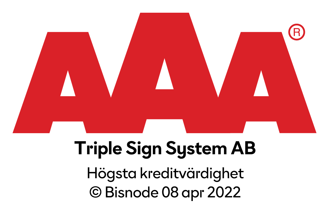 AAA Högsta kreditvärdighet hos Triple Sign