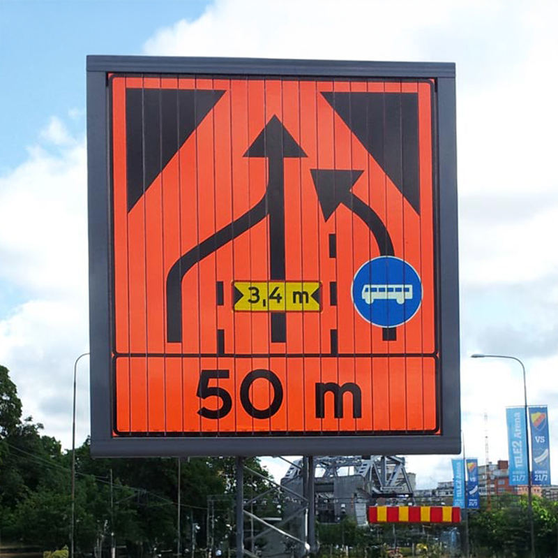 Orange traffic sign