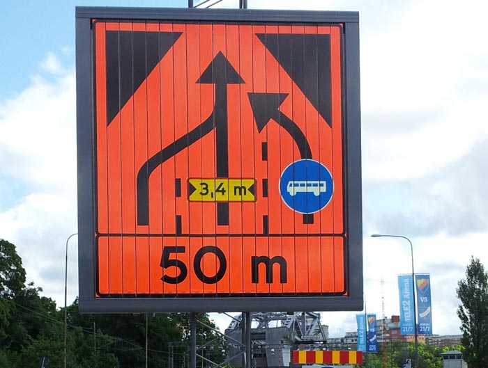 Orange traffic sign