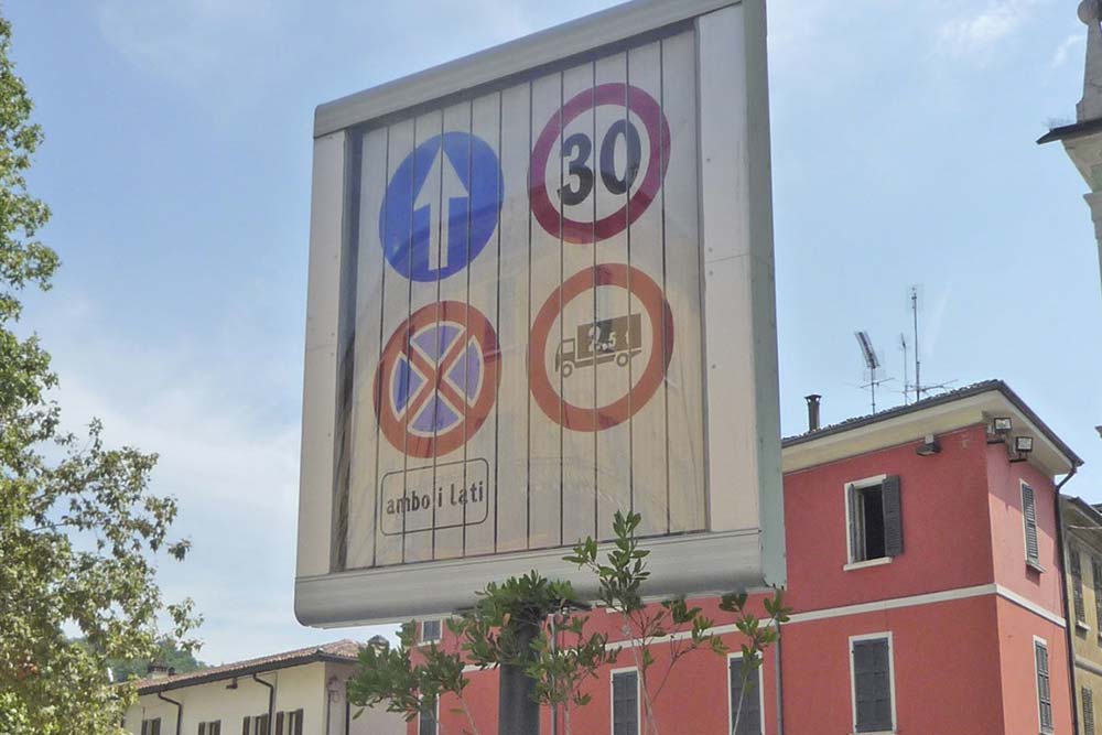 Traffic signage in a city