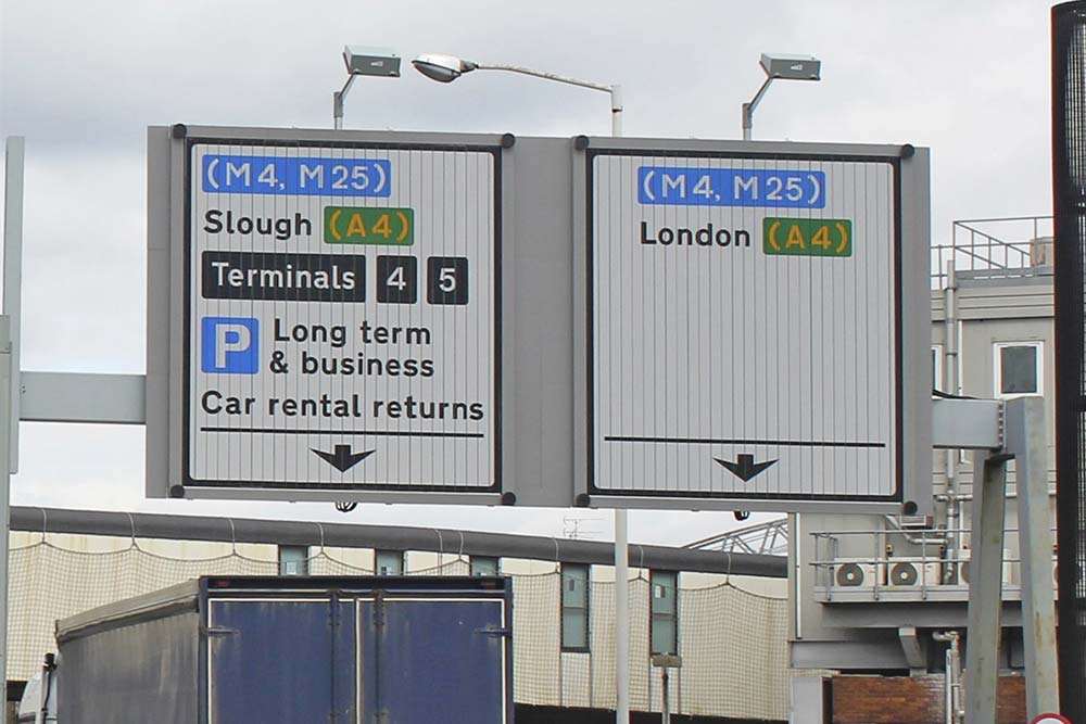 Temporary signage at a airport terminal